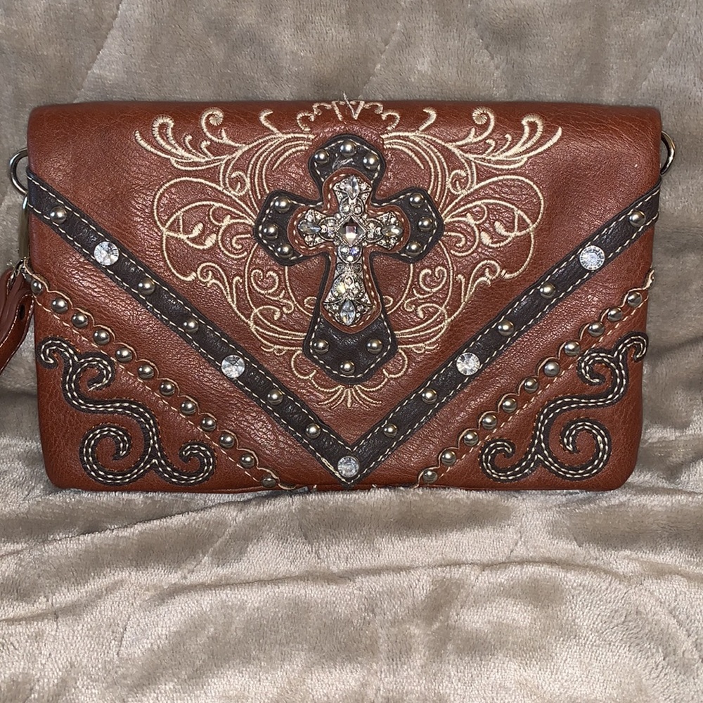 Brown Cross Wallet Wristlet